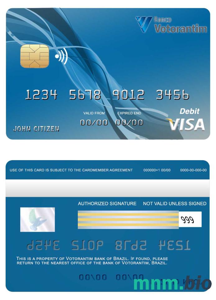 Brazil Votorantim bank przykład karty visa w formacie PSD